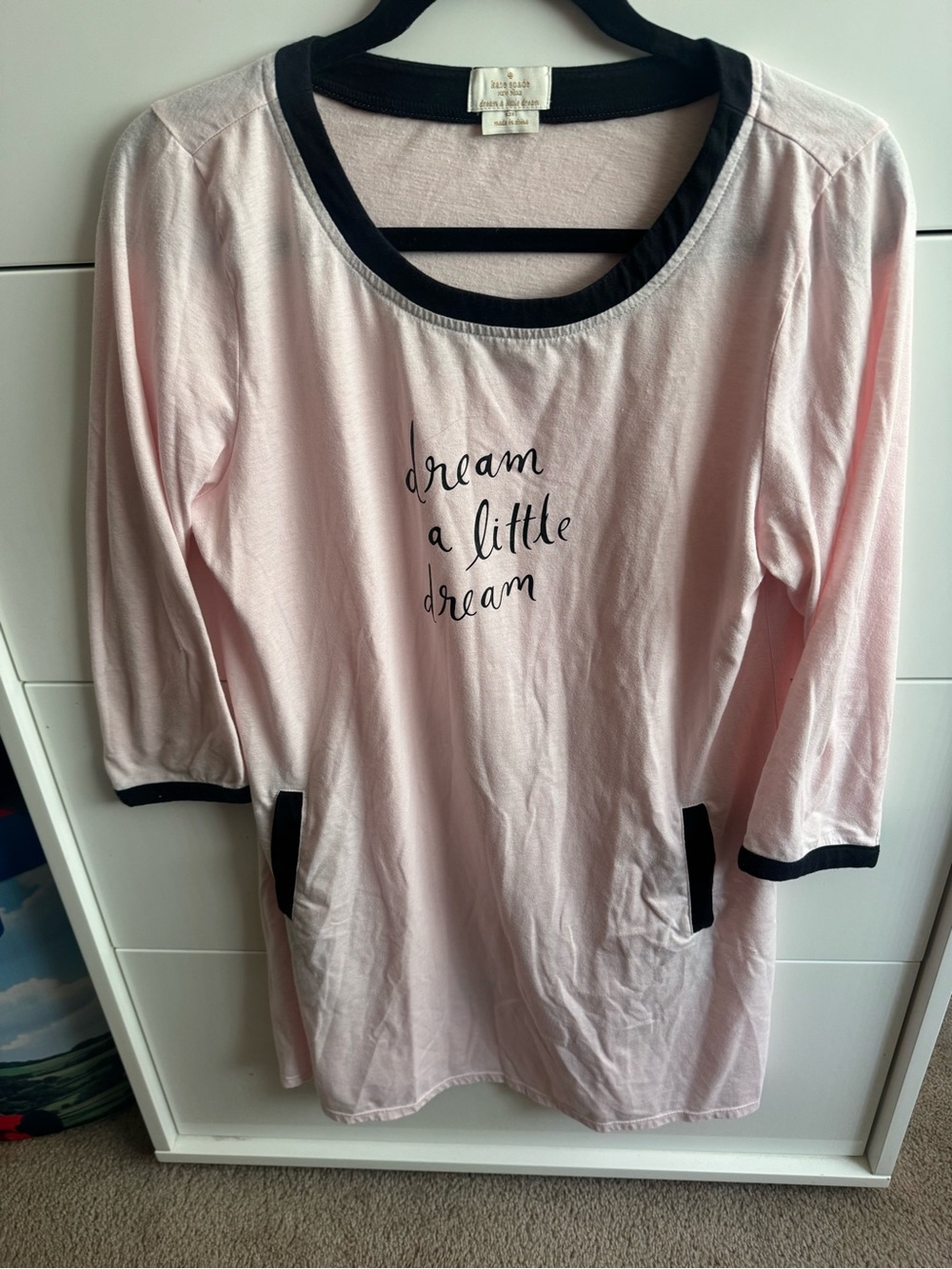 Kate Spade Pink 'Dream a Little Dream' Nightshirt with Black Trim